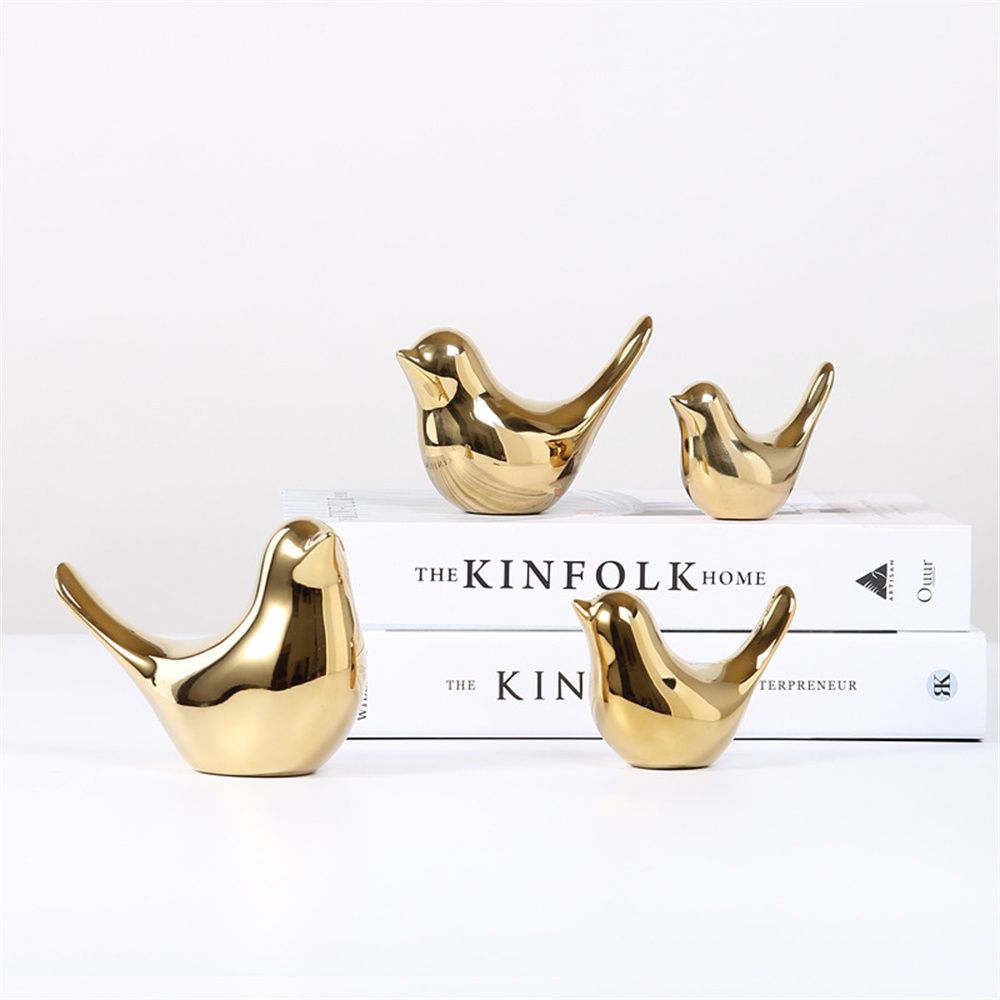 Desk Setup Background - Criativo Nórdico Dourado Cerâmico Pássaro Decoração,