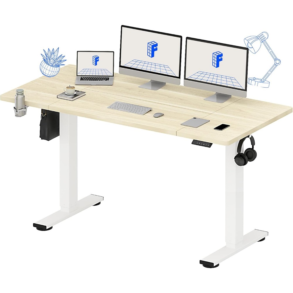 Desk Setup For Office - Mesa Elétrica Ajustável FLEXISPOT 63x32 Polegadas,