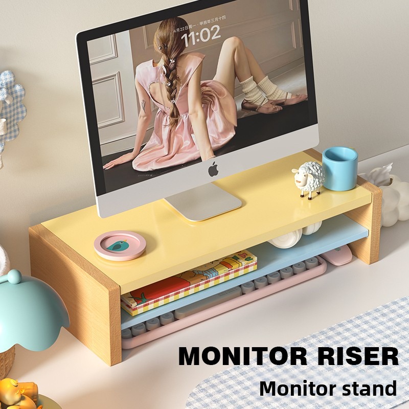 Desk Setup Workspace - Suporte de Monitor de Madeira com