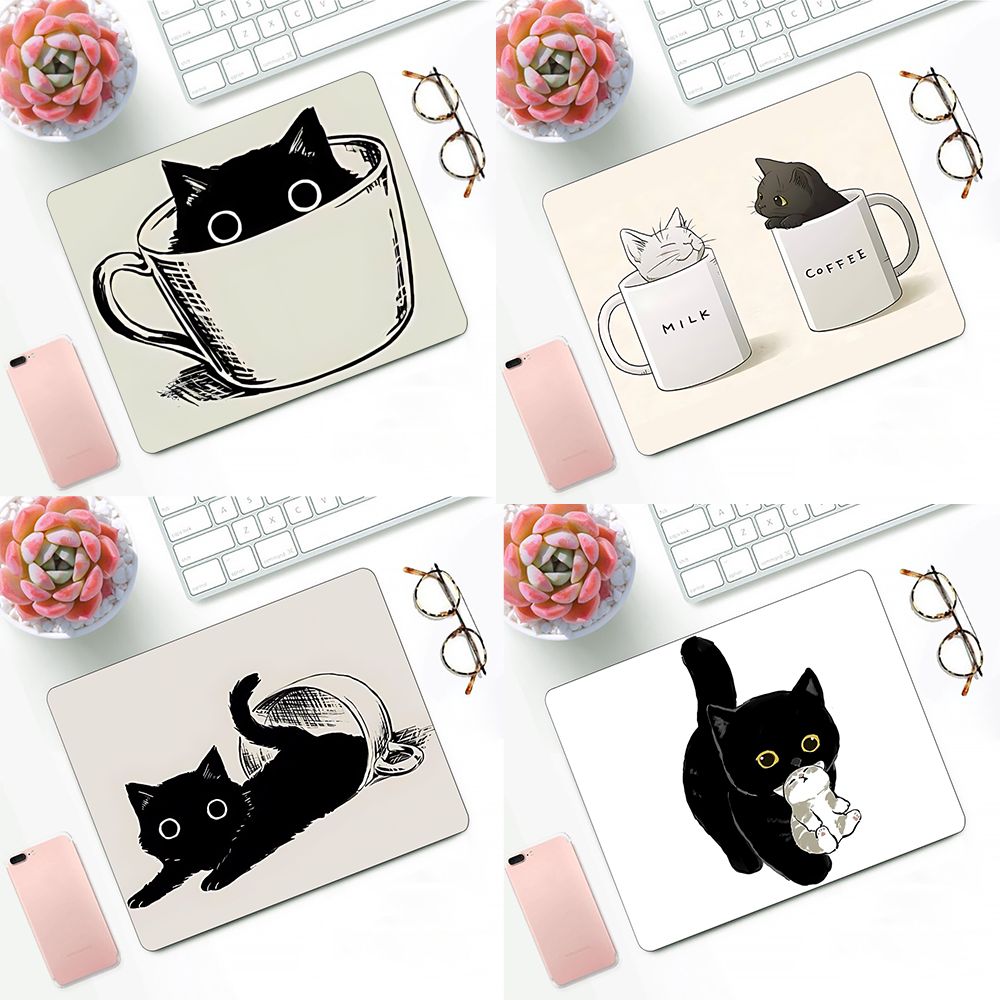 Desk Setup Blue - Cafés bonitos Gatos Gaming Mouse Pad,