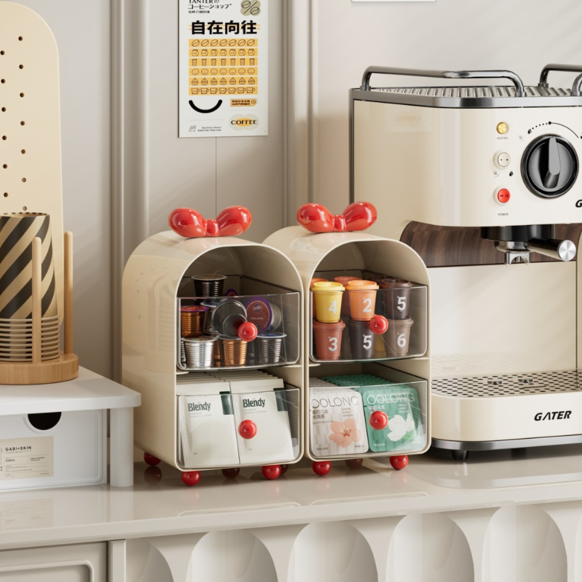 Desk Drawer Unit - Organizador de Cápsulas de Café Cremoso,