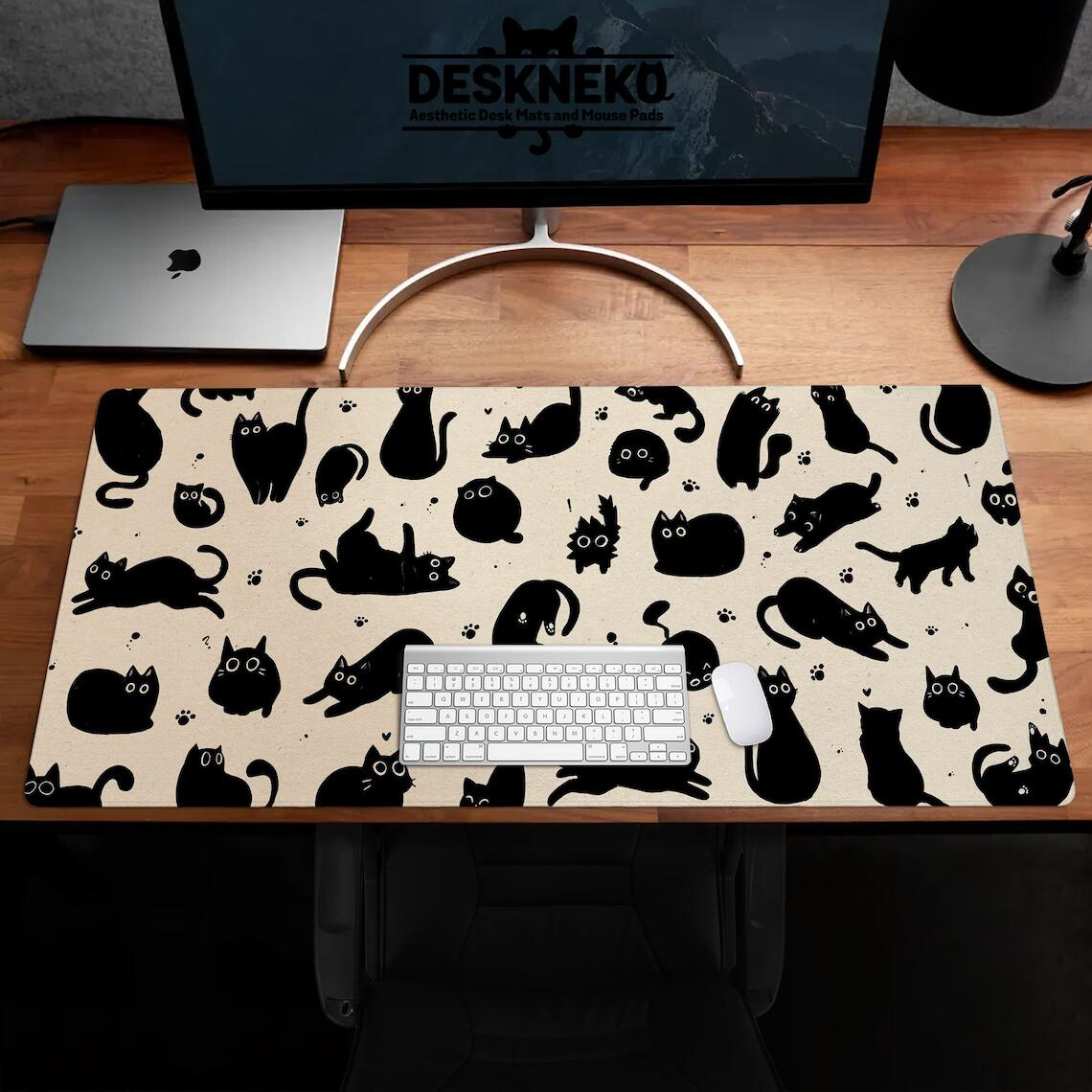 Bonito gato preto tapete de me - Desk Setup Blue avaliação e preço