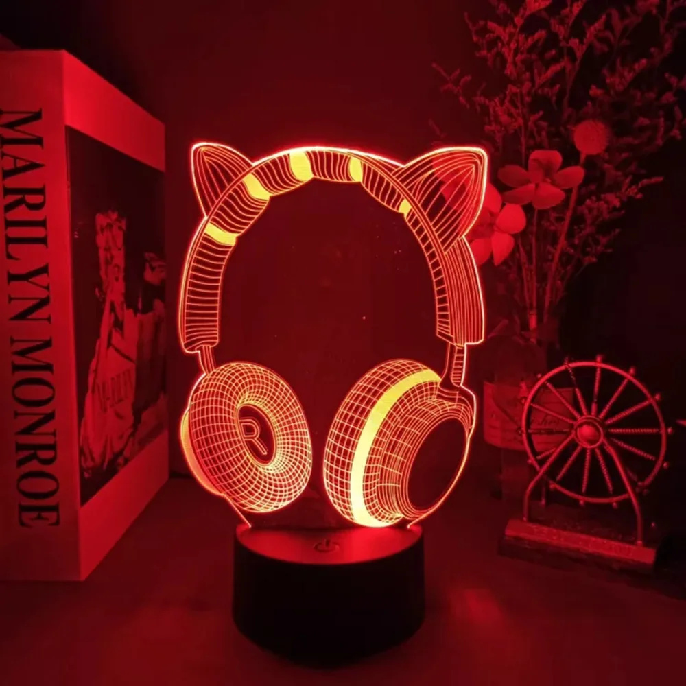 3D Illusion Night Light para C - Desk Setup Headphones avaliação e preço