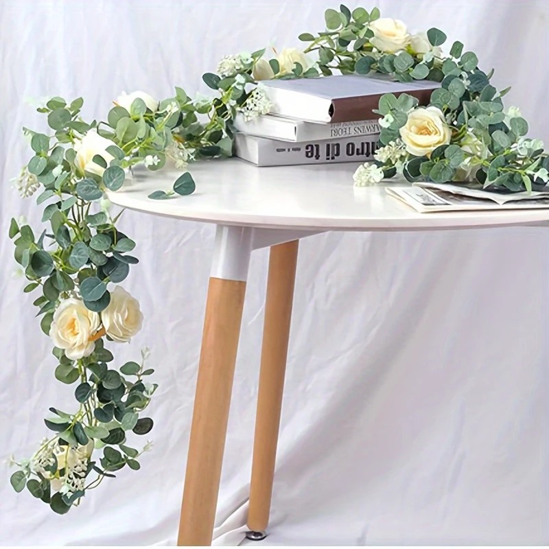 Guirlandas de eucalipto e rosa - Desk Setup Background avaliação e preço