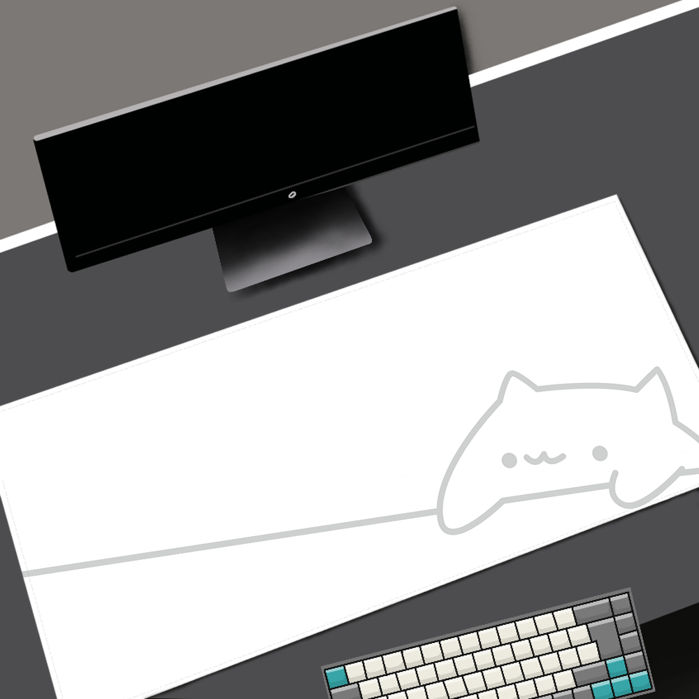 Branco deskmat gato preto kawa - Desk Setup Blue avaliação e preço