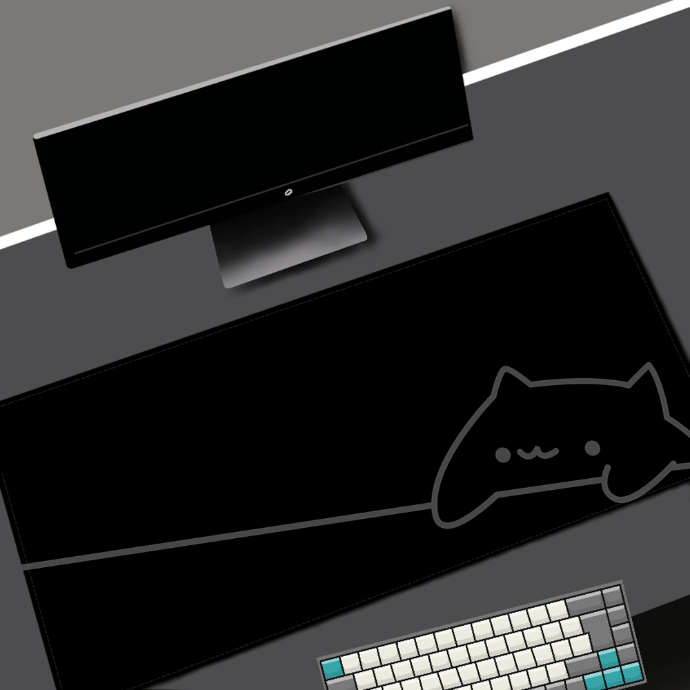 Branco deskmat gato preto kawa - Desk Setup Blue avaliação e preço