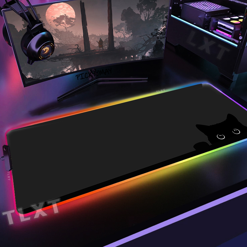Grande rgb mouse pad bonito ga - Desk Setup Blue avaliação e preço
